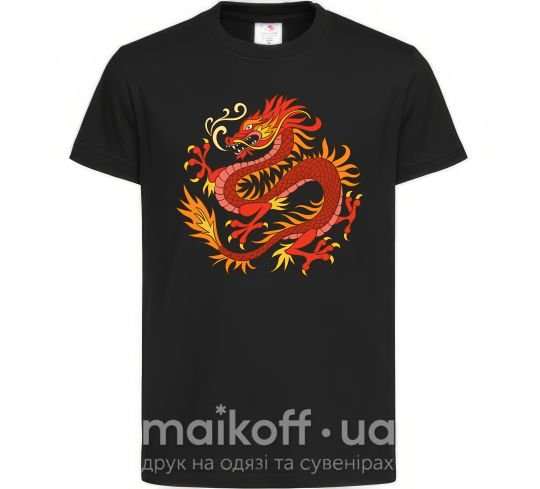 Дитяча футболка Дракон пламя Чорний фото