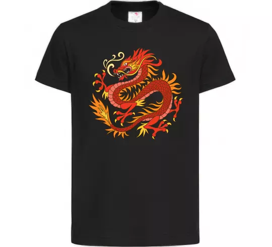 Детская футболка Дракон полум'я Черный фото