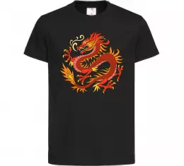 Детская футболка Дракон полум'я Черный фото