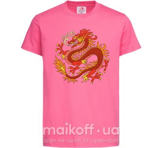 Дитяча футболка Дракон пламя Яскраво-рожевий фото