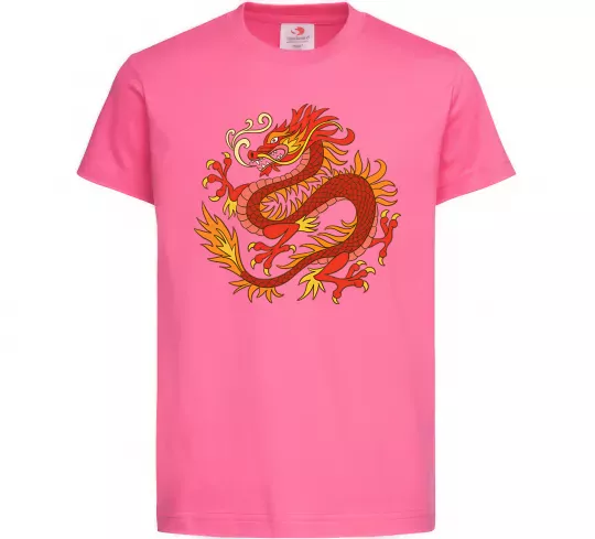 Детская футболка Дракон полум'я Ярко-розовый фото