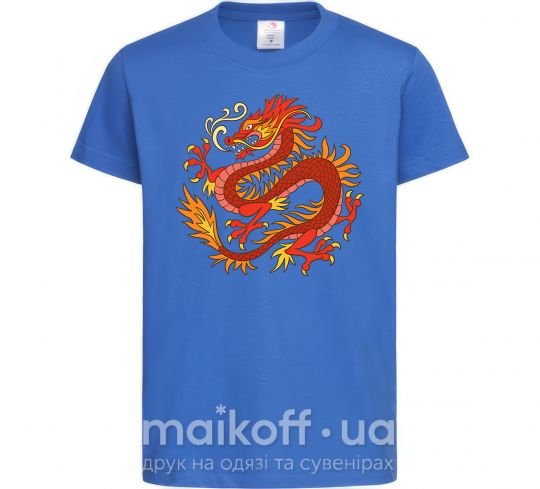 Детская футболка Дракон пламя Ярко-синий фото