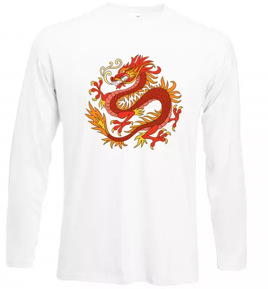 Лонгслив Дракон полум'я Белый фото