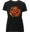 Жіноча преміум футболка Дракон полум'я Чорний фото