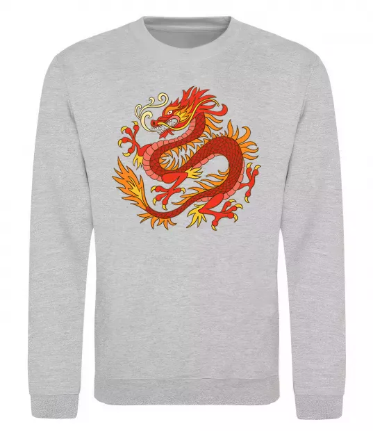 Свитшот Дракон полум'я Серый меланж фото