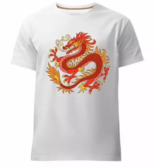 Чоловіча преміум футболка Дракон полум'я Білий фото