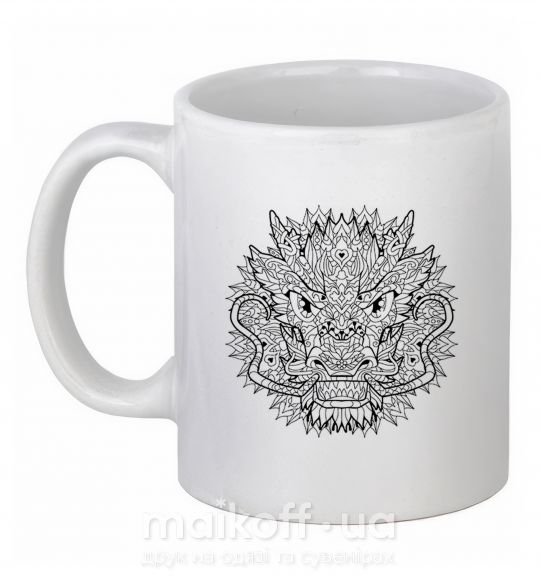 Чашка керамічна Black dragon Білий фото