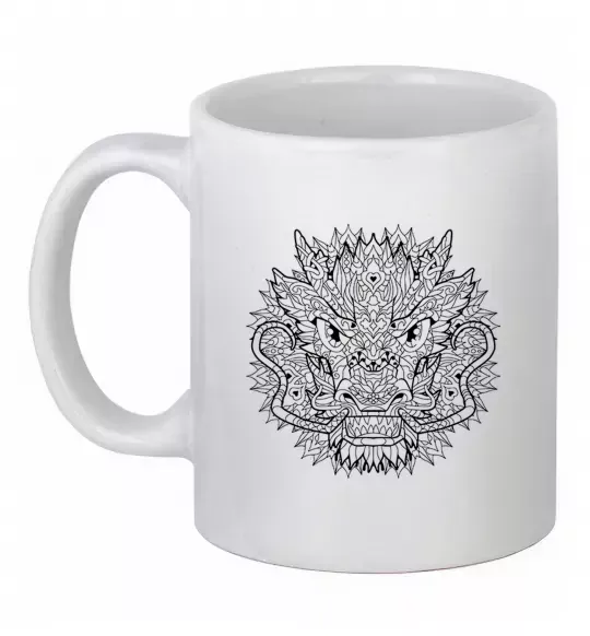 Чашка керамическая Black dragon Белый фото
