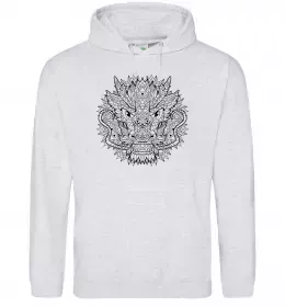 Мужская толстовка (худи) Мультяшний дракон Серый меланж фото