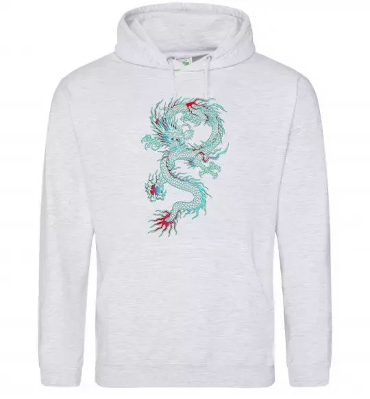Мужская толстовка (худи) Gradient dragon Серый меланж фото
