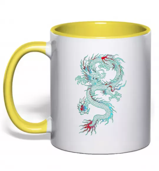 Чашка з кольоровою ручкою Gradient dragon Сонячно жовтий фото