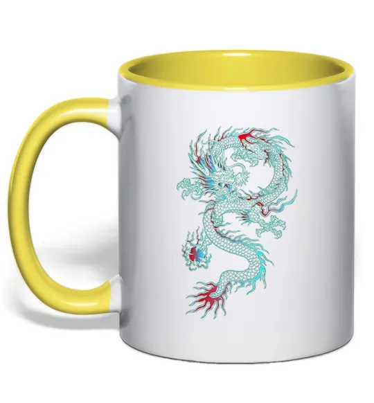 Чашка с цветной ручкой Gradient dragon Лимонный фото