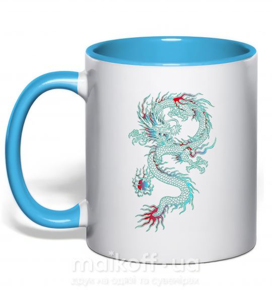 Чашка з кольоровою ручкою Gradient dragon Блакитний фото