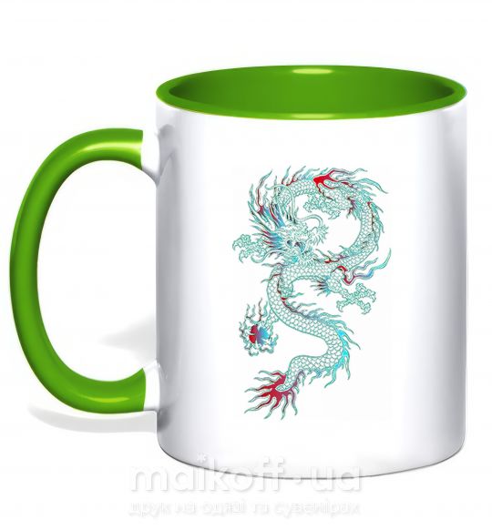 Чашка з кольоровою ручкою Gradient dragon Зелений фото