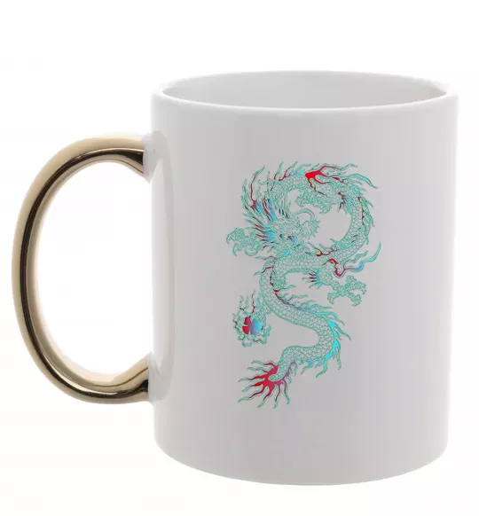 Чашка з кольоровою ручкою Gradient dragon Золото фото
