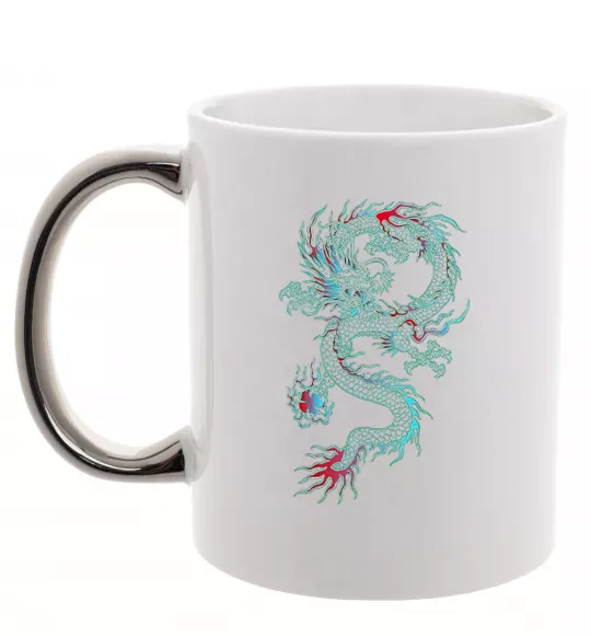Чашка з кольоровою ручкою Gradient dragon Срібло фото