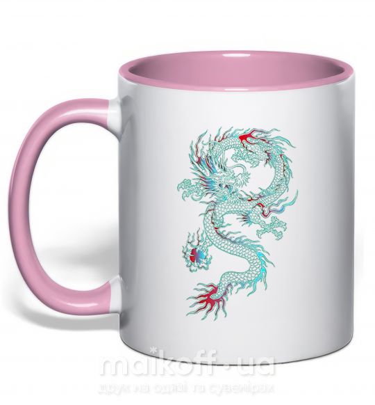 Чашка с цветной ручкой Gradient dragon Нежно розовый фото
