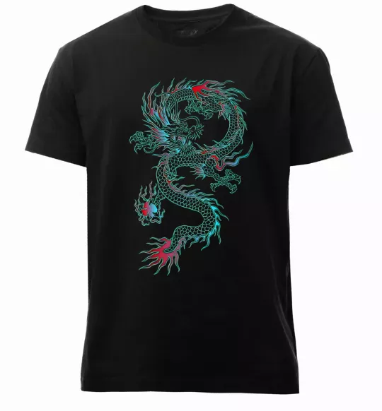 Мужская премиум футболка Gradient dragon Черный фото