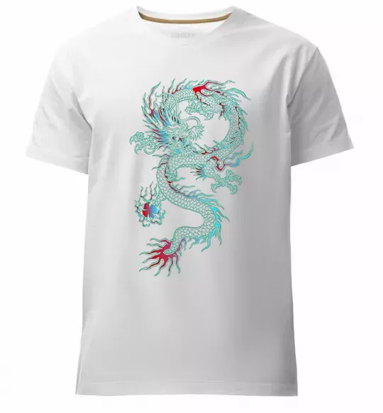 Мужская премиум футболка Gradient dragon Белый фото