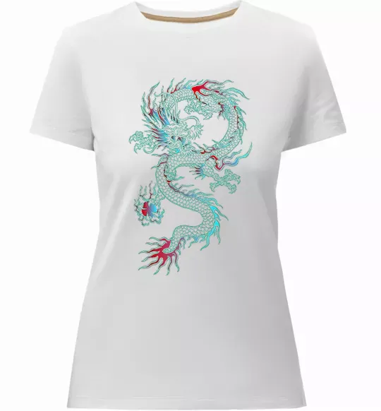 Женская премиум футболка Gradient dragon Белый фото