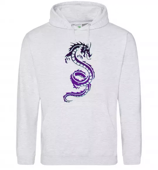 Мужская толстовка (худи) Violet dragon Серый меланж фото