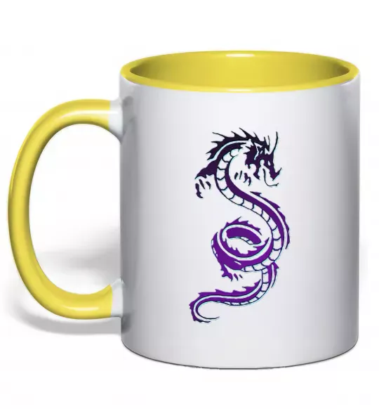 Чашка с цветной ручкой Violet dragon Солнечно желтый фото