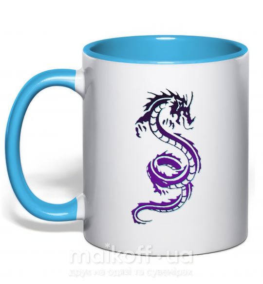 Чашка с цветной ручкой Violet dragon Голубой фото