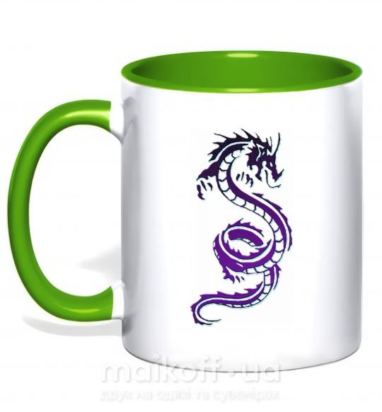 Чашка з кольоровою ручкою Violet dragon Зелений фото