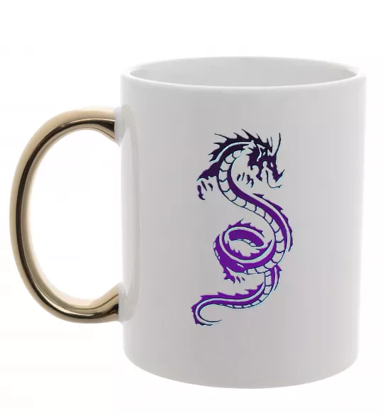 Чашка с цветной ручкой Violet dragon Золото фото