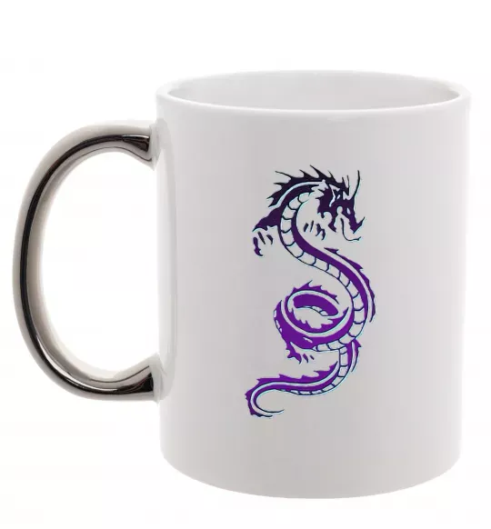 Чашка с цветной ручкой Violet dragon Серебро фото