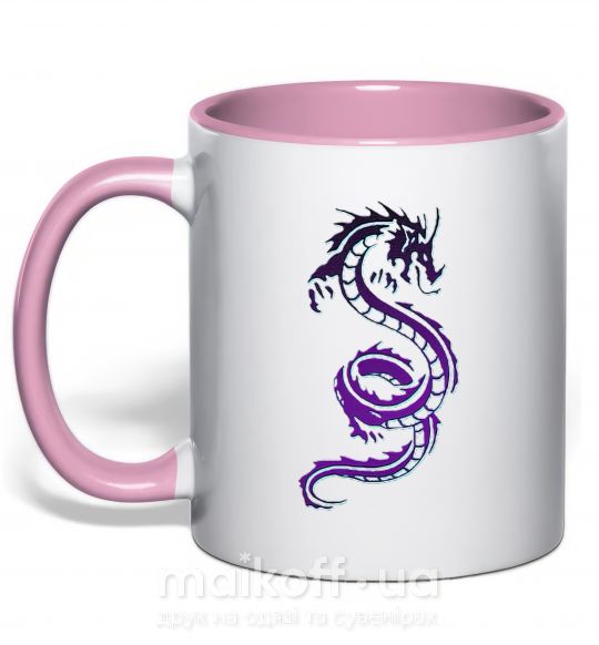 Чашка з кольоровою ручкою Violet dragon Ніжно рожевий фото