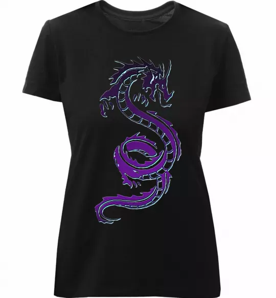 Женская премиум футболка Violet dragon Черный фото