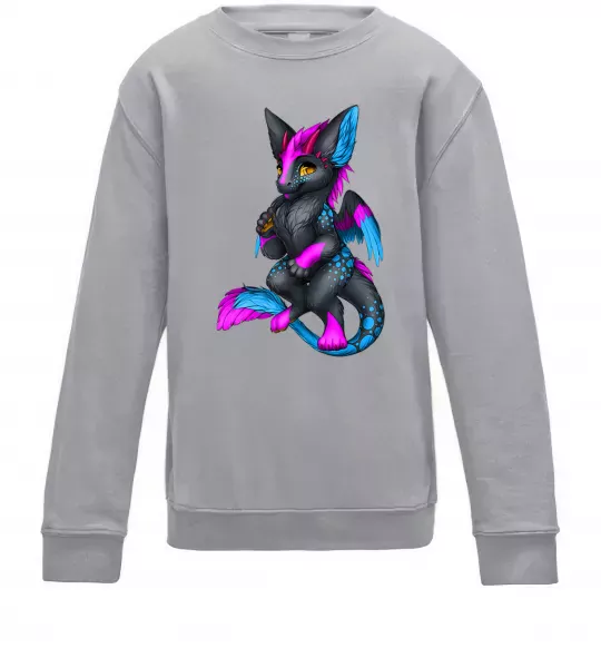 Детский Свитшот Dragon girl Серый меланж фото