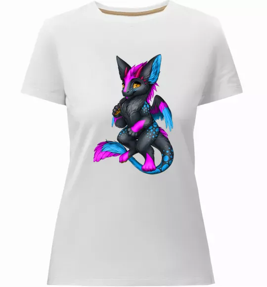 Жіноча преміум футболка Dragon girl Білий фото