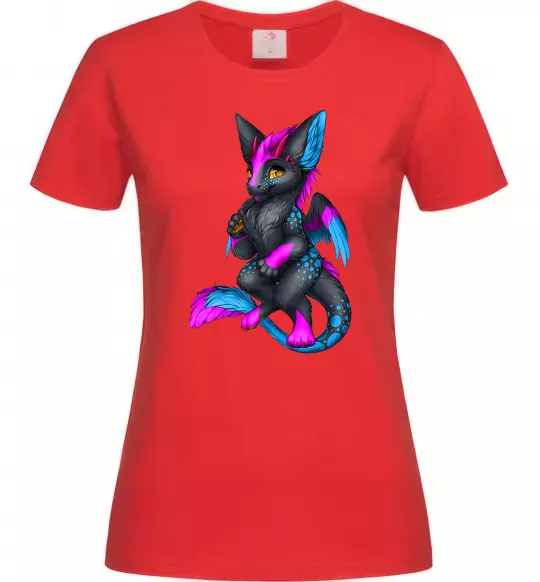 Женская футболка Dragon girl Красный фото