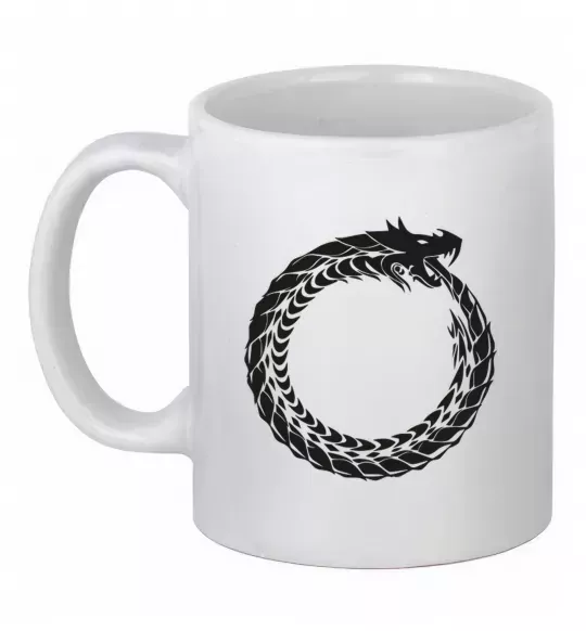 Чашка керамічна Round dragon Білий фото