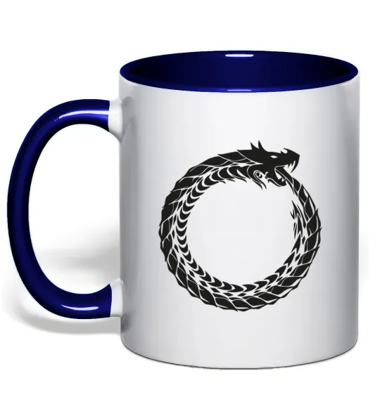 Чашка з кольоровою ручкою Round dragon Глибокий темно-синій фото