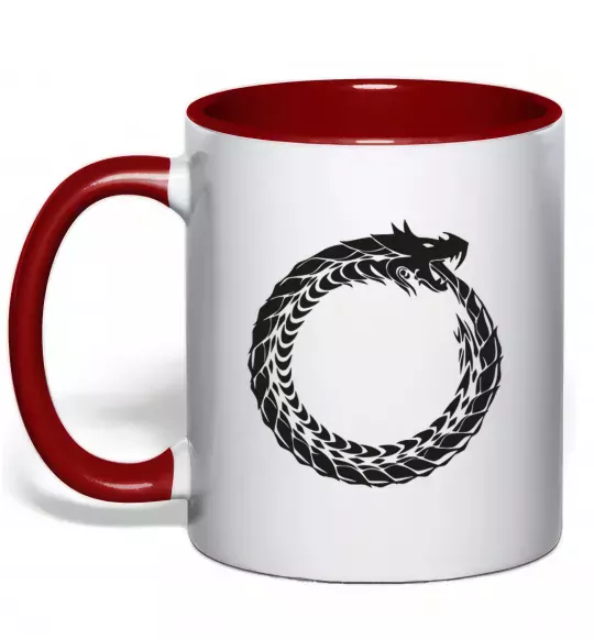 Чашка з кольоровою ручкою Round dragon Червоний фото