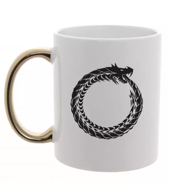Чашка з кольоровою ручкою Round dragon Золото фото