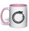 Чашка з кольоровою ручкою Round dragon Ніжно рожевий фото
