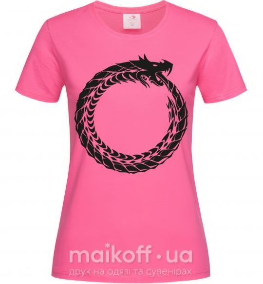 Женская футболка Round dragon Ярко-розовый фото