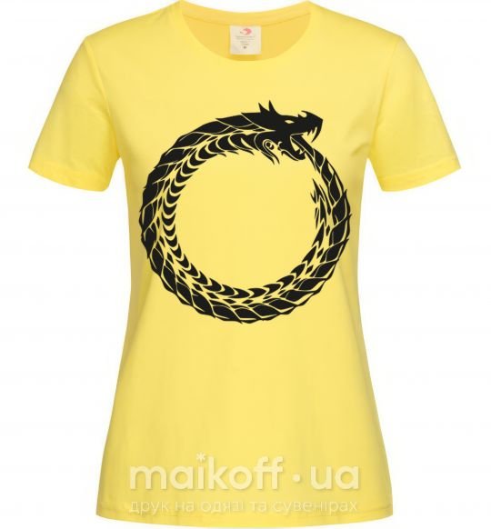 Женская футболка Round dragon Лимонный фото