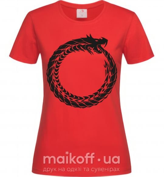 Женская футболка Round dragon Красный фото