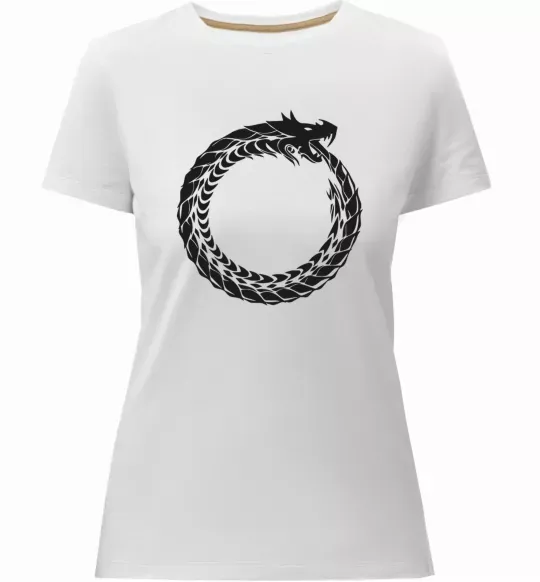 Женская премиум футболка Round dragon Белый фото