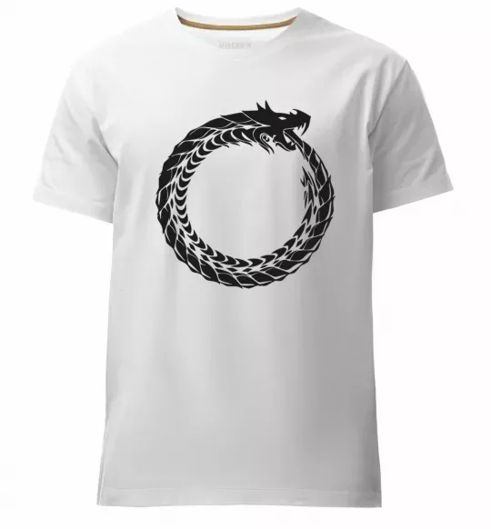 Мужская премиум футболка Round dragon Белый фото