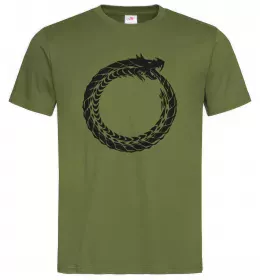 Мужская футболка Round dragon Оливковый фото