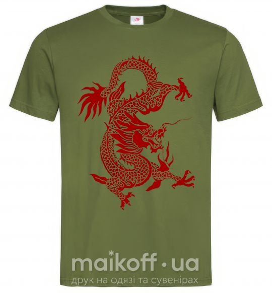 Чоловіча футболка Бордовый дракон Оливковий фото