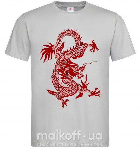 Мужская футболка Бордовый дракон Серый фото