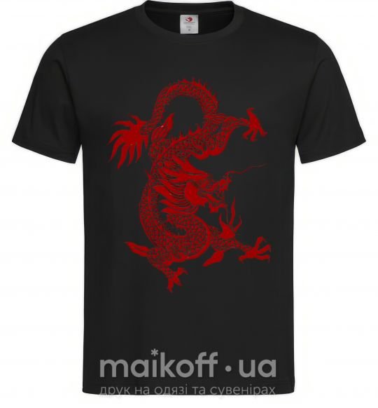 Мужская футболка Бордовый дракон Черный фото