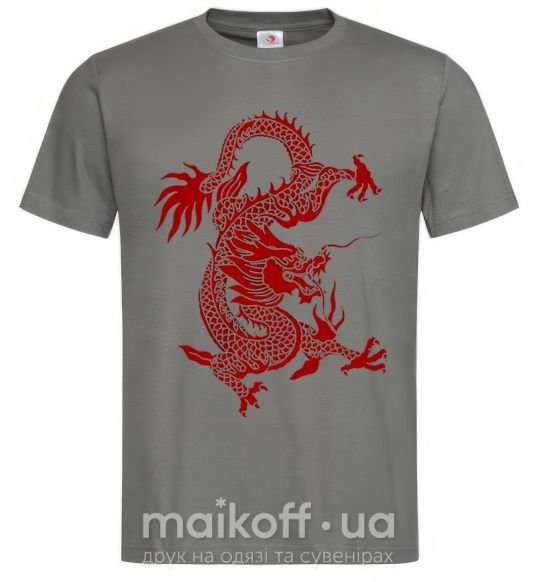 Мужская футболка Бордовый дракон Графит фото